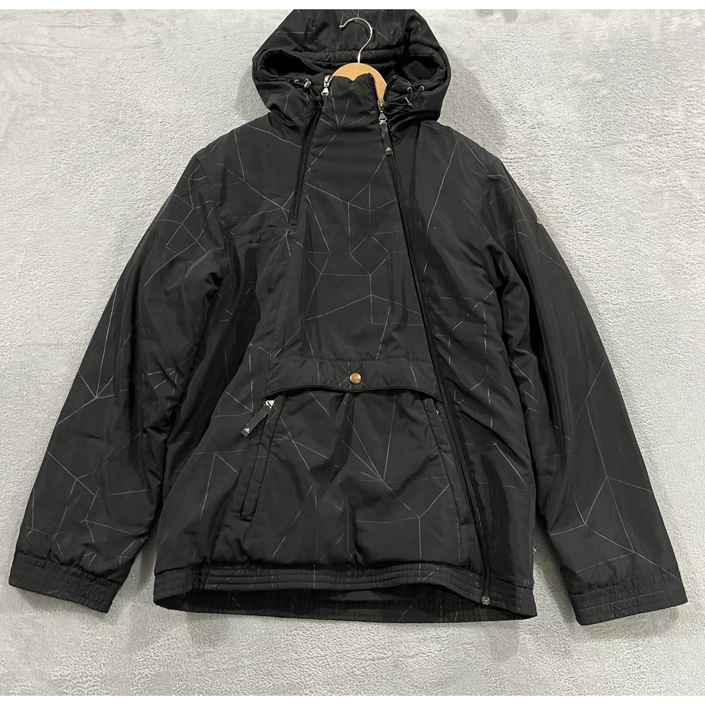 Adidas Jacket Womens Small Geometric Asymmetric Insulated Black Outdoors Grunge